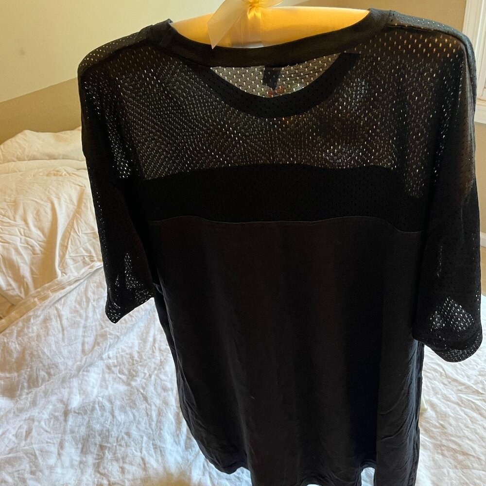 2 COLORS American Apparel (MADE IN USA) Black Mesh / Cotton Plain Jersy Shirt